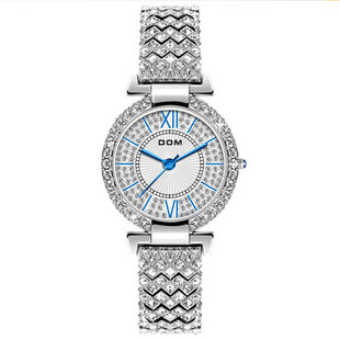 学生满钻女表镶钻蓝针气质手链手镯表 商务休闲时尚 DOM腕表 新款
