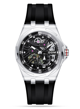 本命年红色新款手表女男士运动全自动镂空机械表时尚商务夜光防水