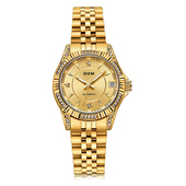 金色钢带手表女士款 DOM腕表 2024年新款 商务全自动机械石英表防水