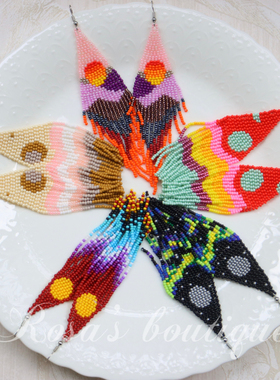 handmade Beading 手工编织米珠晚霞星空波西米亚耳环耳钉耳夹