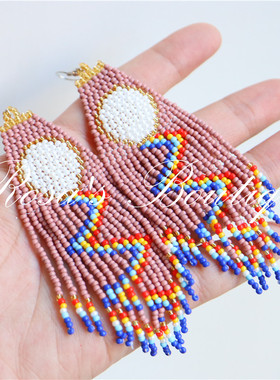 Handmade Beading 手工编织彩虹之路流苏波西米亚民族风耳钉耳夹