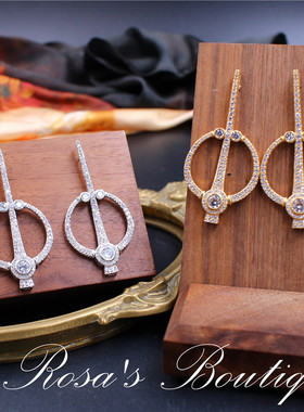 特价Art deco简约夸张微镶嵌金色银色防敏钢针晚宴个性耳钉耳环