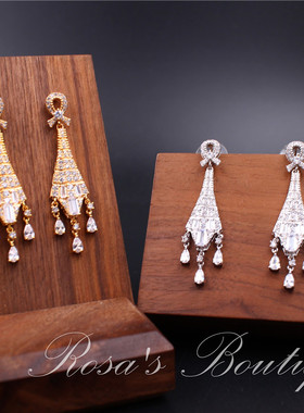 微镶嵌纪家 ins同款锆石全新防敏钢针art deco个性复古耳钉耳环