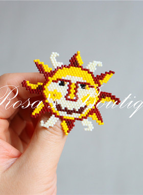 Sun Face Handmade Beading Miyuki 手作米珠太阳神胸针吊坠两用