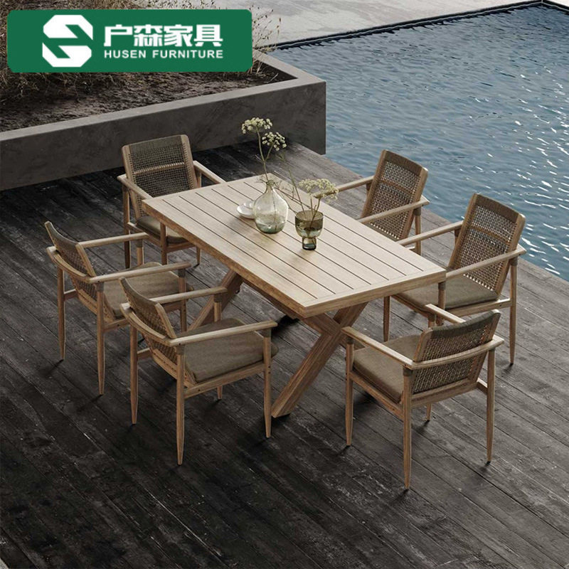 做旧柚木户外藤编桌椅防雨晒庭院别墅花园阳光房露天一桌六椅组合,住宅家具,桌椅套件,淘宝优惠券,粉丝福利购,淘宝优惠卷