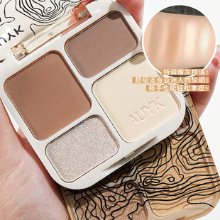 AUYK波纹高光修容盘哑光提亮打底闪粉阴影侧影鼻影—体盘提亮肤色