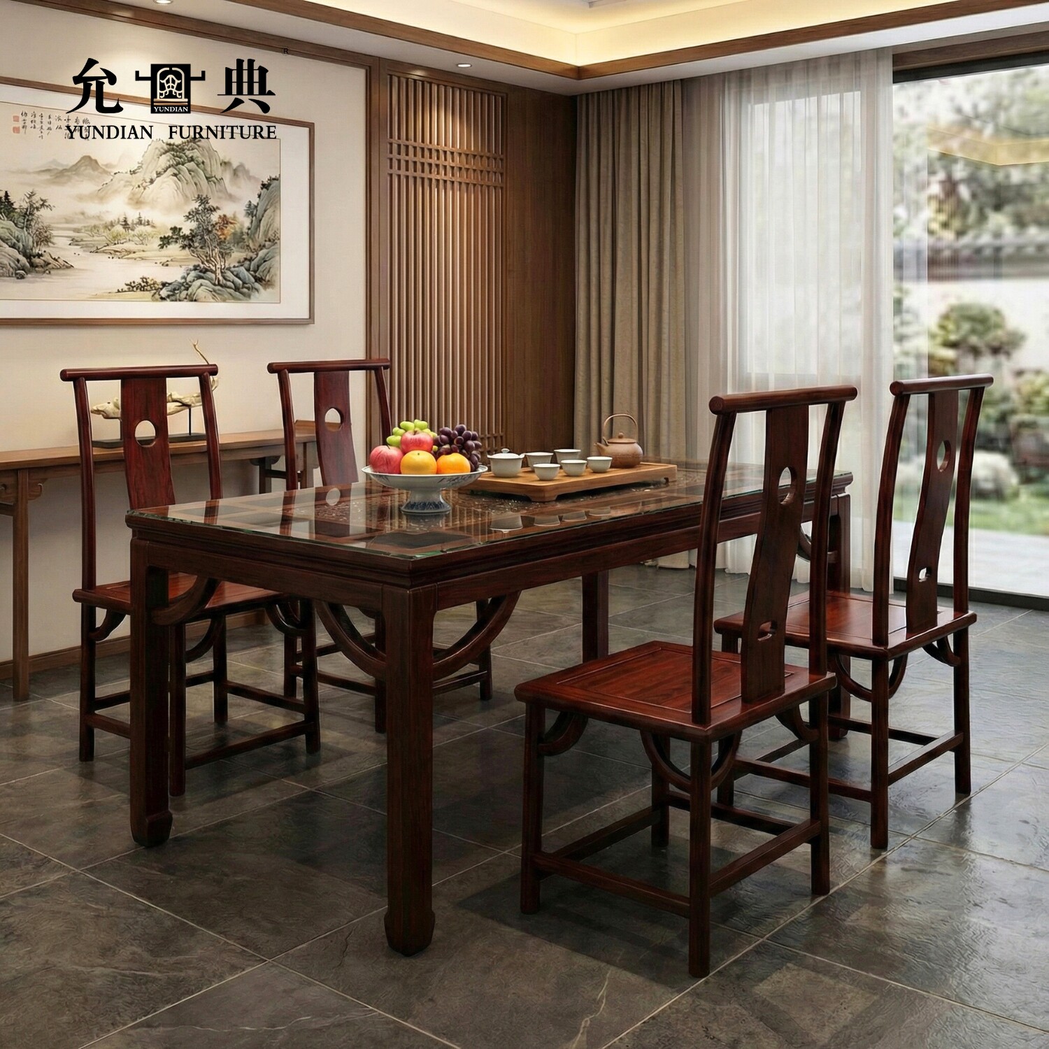 允典红木家具花梨木官品餐台客厅欧式红木餐椅座椅休闲椅靠背坐椅