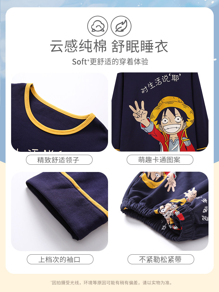 BOYS PAJAMAS SUMMER THIN COTTON MEDIUM AND LARGE CHILDRENS COTTON SHORT SLEEVE CHILDRENS BOYS AIR CONDITIONING LOUNGEWEAR SET SUMMER