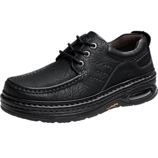 骆驼春秋新款醇厚抓纹牛皮气垫减震厚底休闲皮鞋男鞋中跟商务休闲