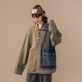 撞色潮流水洗夹克中性情侣宽松牛仔外套2015/P98/148，男装工装外套，星座202-3