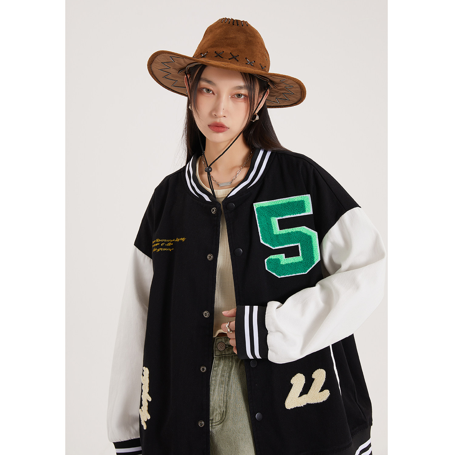 字母水洗毛巾料刺绣棒球服夹克情侣外套976/P100,男装夹克,星座202-3