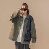 撞色潮流水洗夹克中性情侣宽松牛仔外套2015/P98/148，男装工装外套，星座202-3