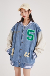 字母水洗毛巾料刺绣棒球服夹克情侣外套 976 / P100图片
