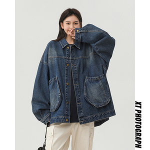 水洗休闲牛仔夹克立体口袋情侣外套上衣 N9002/P105，男装夹克，星座202-3