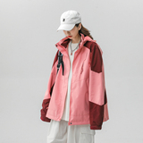 春季新款立领连帽撞色拼接情侣冲锋衣登山服夹克JK18/P65/98，男装夹克，星座202-3