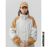 春季新款立领连帽撞色拼接情侣冲锋衣登山服夹克JK18/P65/98，男装夹克，星座202-3