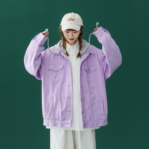水洗连帽休闲潮流情侣牛仔夹克外套 N966/ P95/158图片