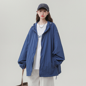 夏季纯色连帽宽松情侣防晒衣 F169 /P78图片