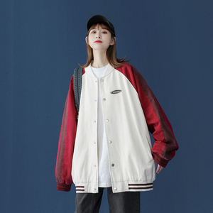 青春撞色棒球服潮流情侣字母夹克上衣 9106/P95/148图片
