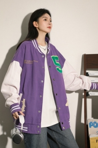 字母水洗毛巾料刺绣棒球服夹克情侣外套 976 / P100图片