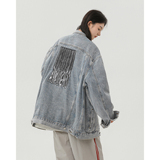 潮流牌翻领字母刺绣休闲水洗牛仔夹克N603/P120，男装夹克，星座202-3