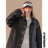 撞色潮流水洗夹克中性情侣宽松牛仔外套2015/P98/148，男装工装外套，星座202-3