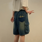 夏季牛仔工装五分裤薄款破洞宽松短裤K2203/P55，男装牛仔裤，星座202-3