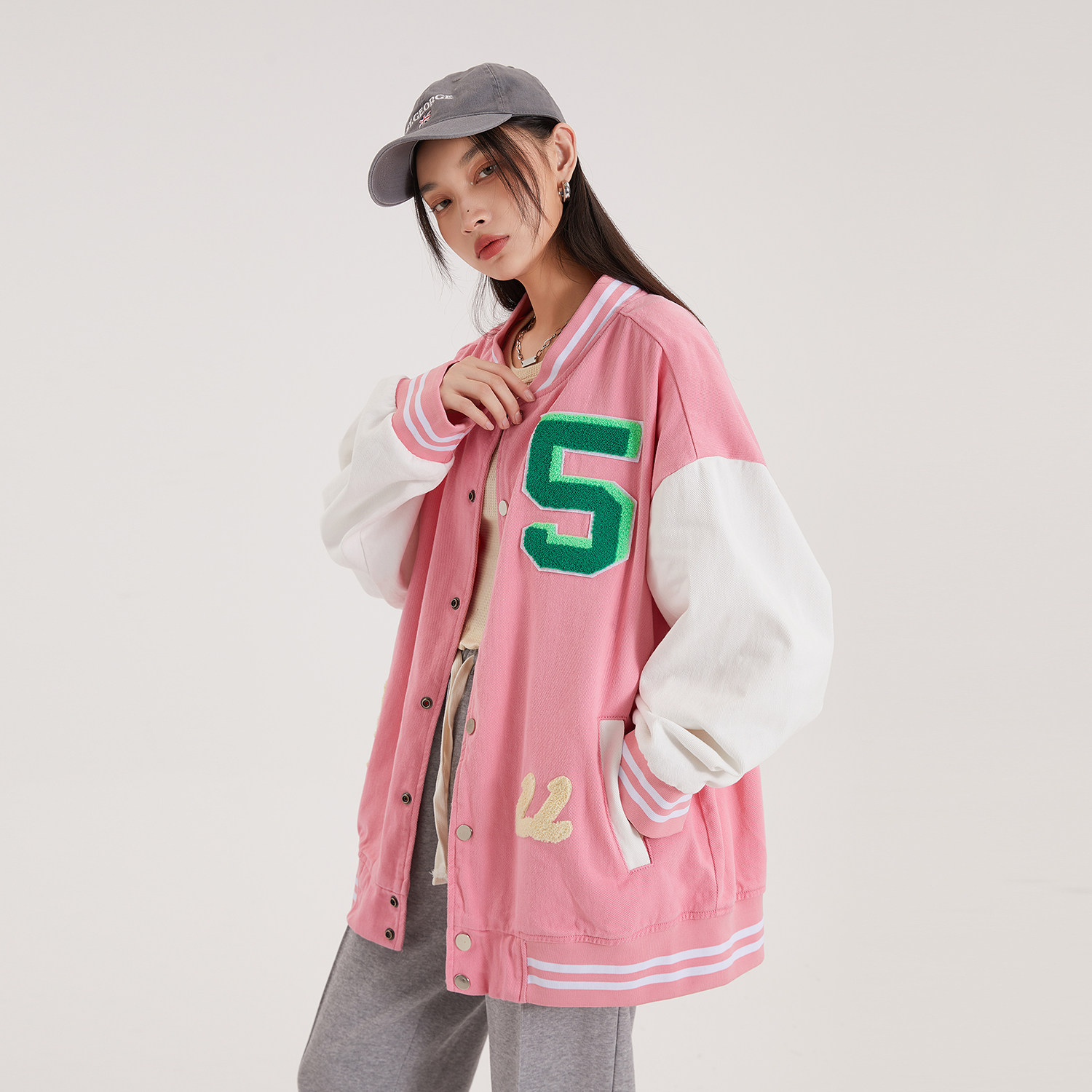 字母水洗毛巾料刺绣棒球服夹克情侣外套976/P100,男装夹克,星座202-3
