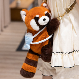 卡通小浣熊背包公仔毛绒玩具熊猫水豚双肩包儿童玩偶斜挎包女礼物