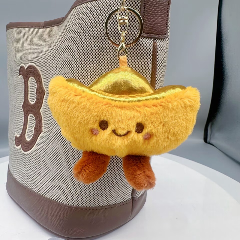 八方来财元宝毛绒挂件可爱包包挂链创意招财钥匙扣书包挂饰钥匙链