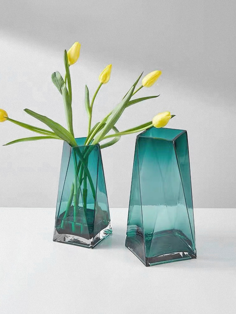 创意立体感透明玻璃花瓶简约家居摆件水培水养插花容器桌面摆件