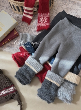 Spring韩国童装2025年冬季新款宝宝820g加绒加厚堆堆裤女童打底裤