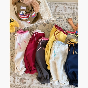 2025年秋季 女童直筒休闲裤 新款 拼色抽绳卫裤 亲子款 Spring韩国童装