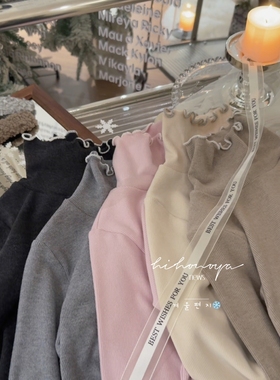 Spring韩国童装2025年冬季新款亲子木耳高领高弹打底衫女童针织衫