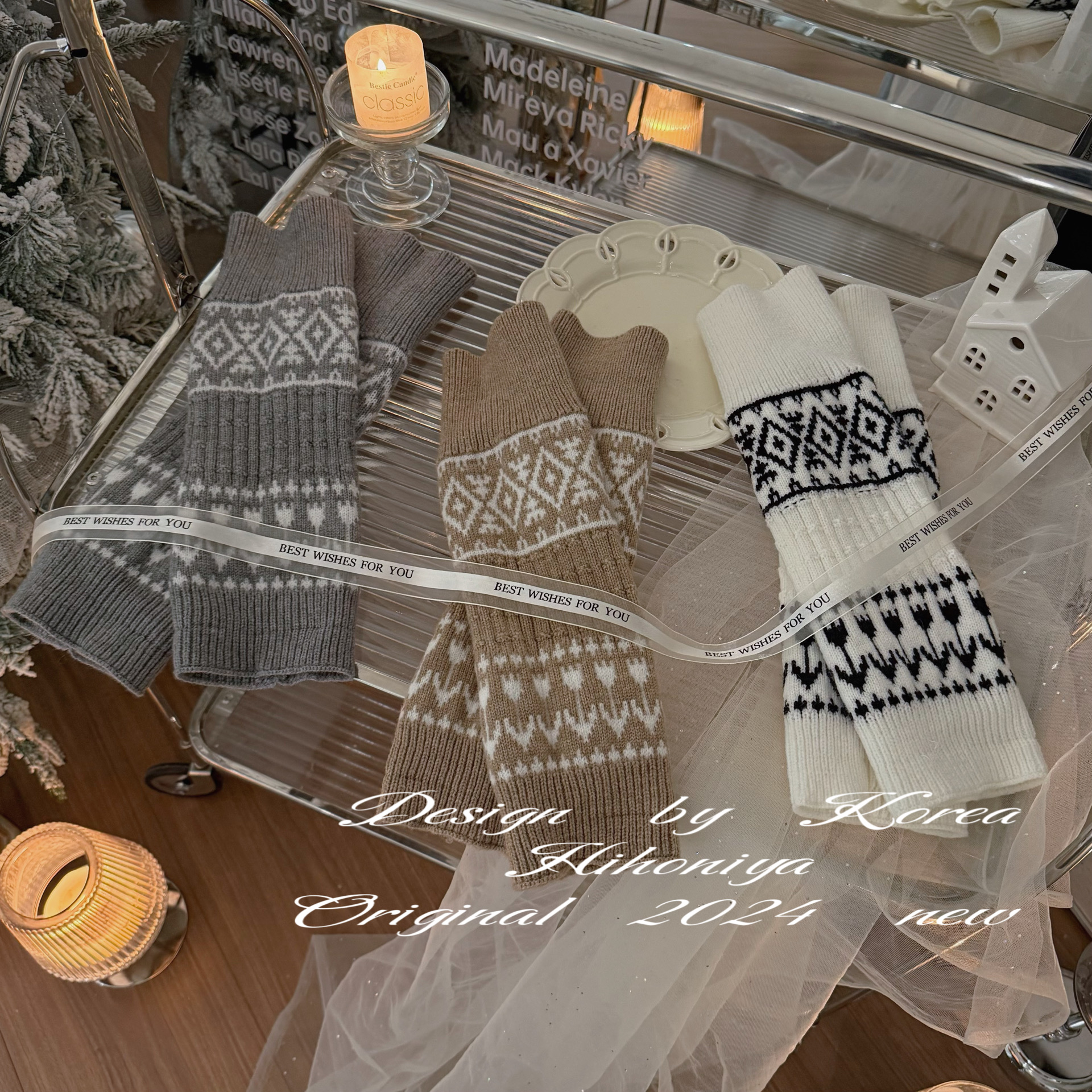 Spring韩国童装2024年秋冬妈妈款费尔岛袜套保暖小腿袜长筒堆堆袜