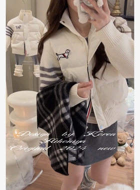 Spring韩国童装2024年冬季新款小狗贴标羽绒服毛呢短裙韩版亲子款