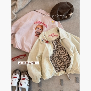 亲子凯蒂哭娃双面穿豹纹外套女童夹克 新款 Spring韩国童装 2026春季