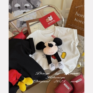 亲子米奇立体玩偶短袖 新款 女童圆领T恤 2025年夏季 Spring韩国童装