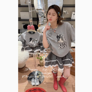 2025夏季 女童裙裤 新款 套装 两件套 亲子卡通休闲短袖 Spring韩国童装