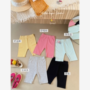 女童打底中裤 Spring韩国童装 宝宝糖果色高弹骑行裤 新款 2026年夏季