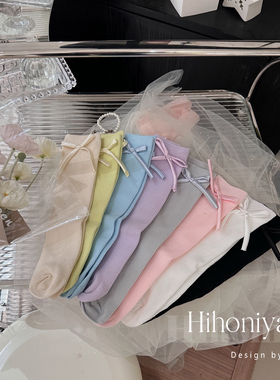 Spring韩国童装春款多色儿童中筒蝴蝶结小腿袜韩版女童袜子