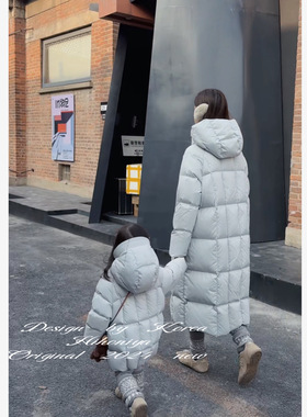 Spring韩国童装2025冬季亲子款90白鸭绒长款羽绒服女童中长款外套