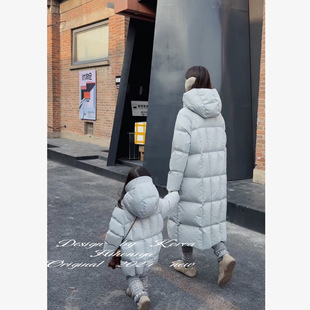 羽绒服女童中长款 Spring韩国童装 90白鸭绒长款 亲子款 外套 2025冬季