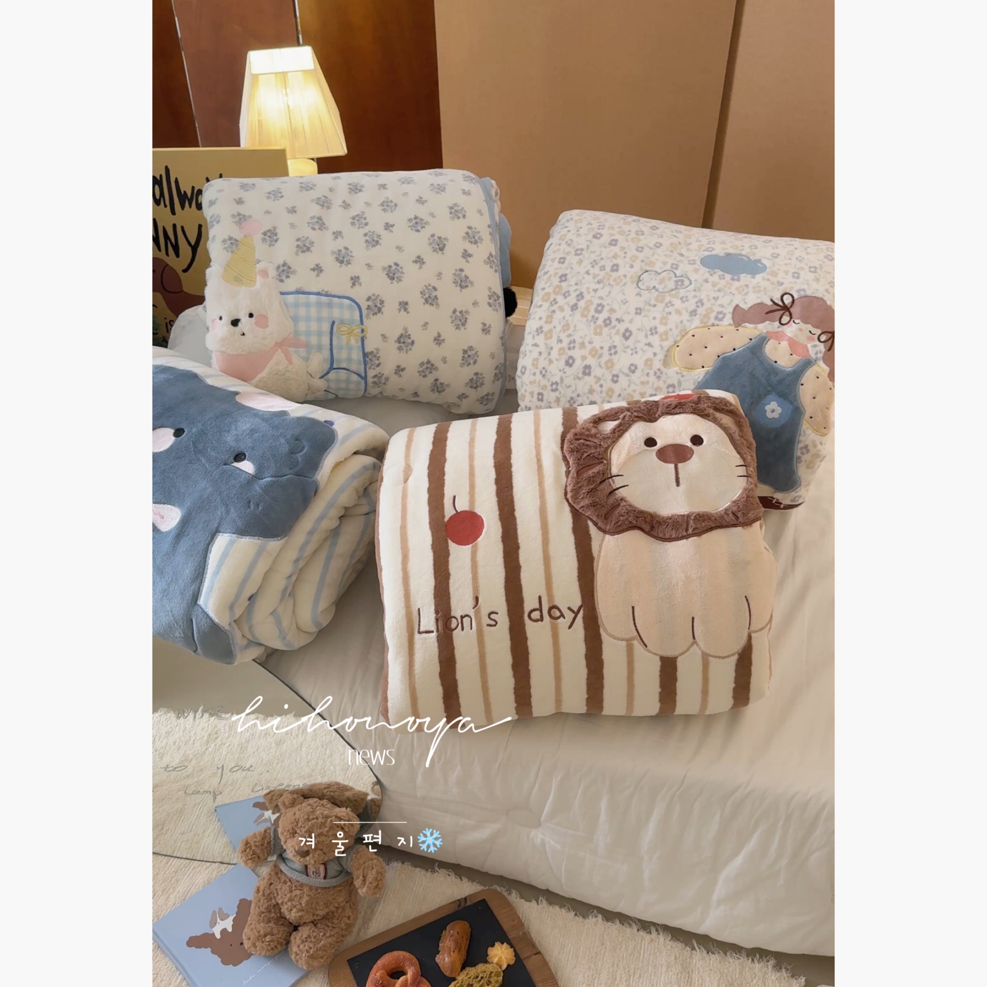 Spring韩国童装2025冬季新款宝宝贴布可爱牛奶绒被子女童床上用品