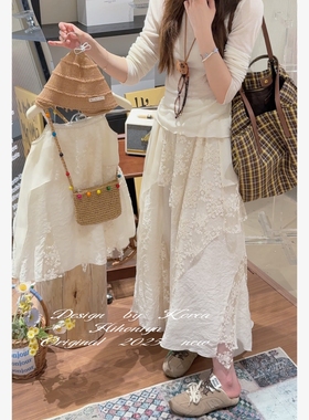 Spring韩国童装2025年夏季新款亲子白色网纱显瘦吊带裙女童连衣裙