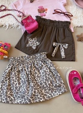 Spring韩国童装2026年夏季新款亲子豹纹蝴蝶结洋气裙裤女童半身裙