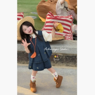 亲子复古水洗牛仔裙套装 新款 女童两件套 2026年春季 Spring韩国童装