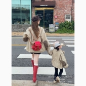 新款 Spring韩国童装 2025年秋季 亲子复古拼接收腰风衣女童休闲外套