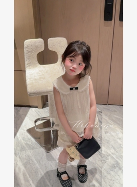 Spring韩国童装2026夏季新款亲子法式小香风波点蕾丝女童马甲套装