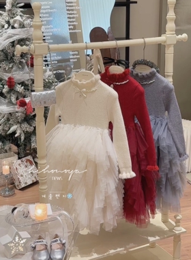 Spring韩国童装2025冬季新款宝宝高定千金加绒蓬蓬纱裙女童连衣裙